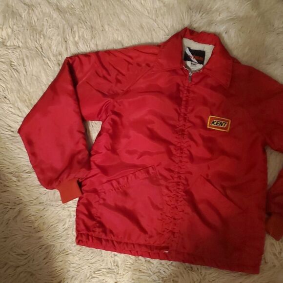 Vintage Red Kent Feeds Wiman Coat Jacket Men's Medium Sherpa Fleece Lined - Picture 5 of 11